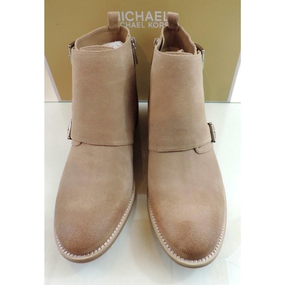 Michael Kors Adams Monk Strap Bootie Suede Beige Dark Khaki Size 10 - Picture 6 of 7